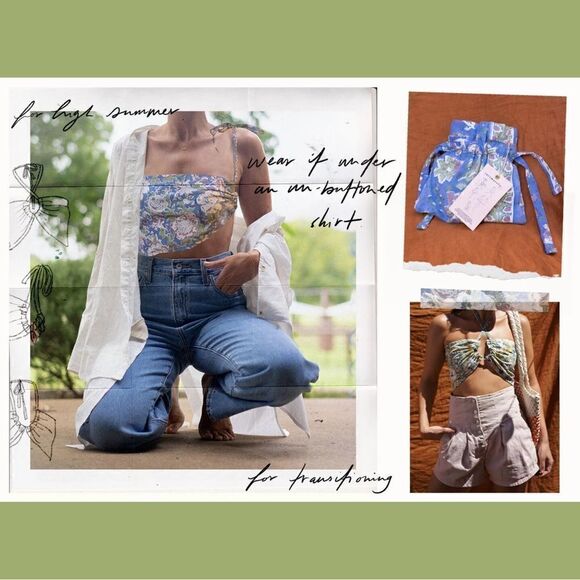 *Not New* Free People Summer Of Love Bandeau in Wine and Natural - Picture 8 of 15